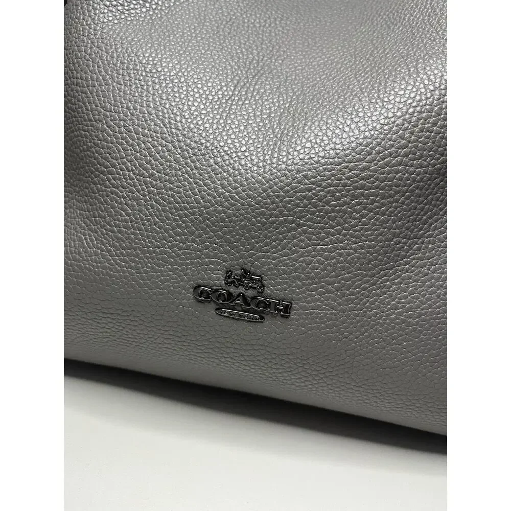 COACH Edie Shoulder Bag 31 Prairie Rivets Gray Pebble Leather Gunmetal 22794 EUC